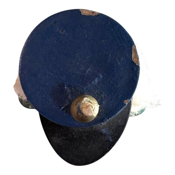 Vintage Wooden Blue Toy Soldier Nutcracker Red Base & Hat Christmas Holiday 14" - Picture 9 of 10